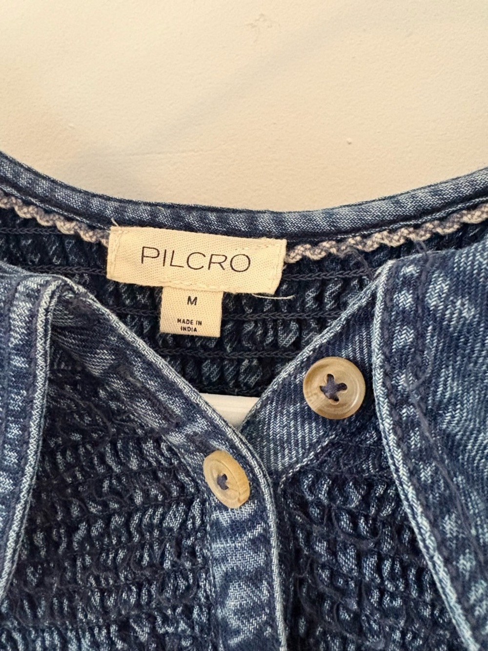 Pilcro Denim Mini Dress in Blue with Peter Pan Collar - Picture 2 of 3